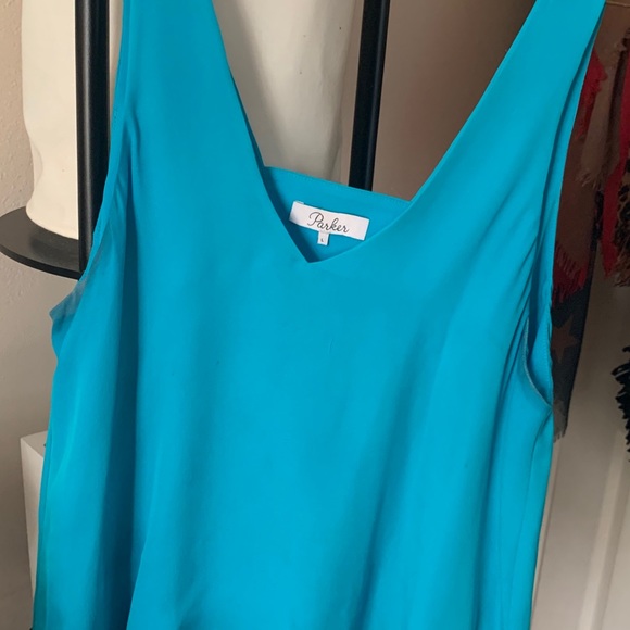 Parker turquoise silk tank size large - Picture 3 of 4